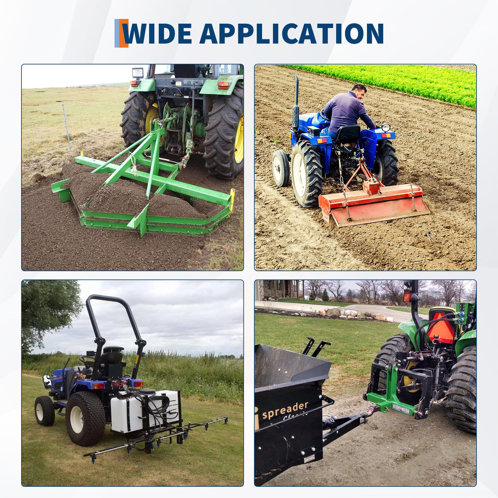 Garvee Enganche de 3 puntos resistente para tractor, receptor de 2 pulgadas, con bola y gancho, compatible con Kubota BX/LM25h/WLM, montaje rápido, negro, triángulo de agujero distintivo, gancho bola