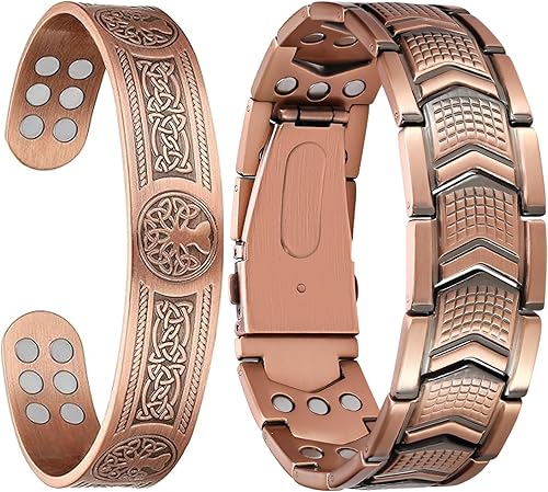 Miniatura 1 de Jecanori Pulseras magnéticas de cobre para hombres, pulsera magnética ultra fuerte, regalos de joyería con herramienta de tamaño