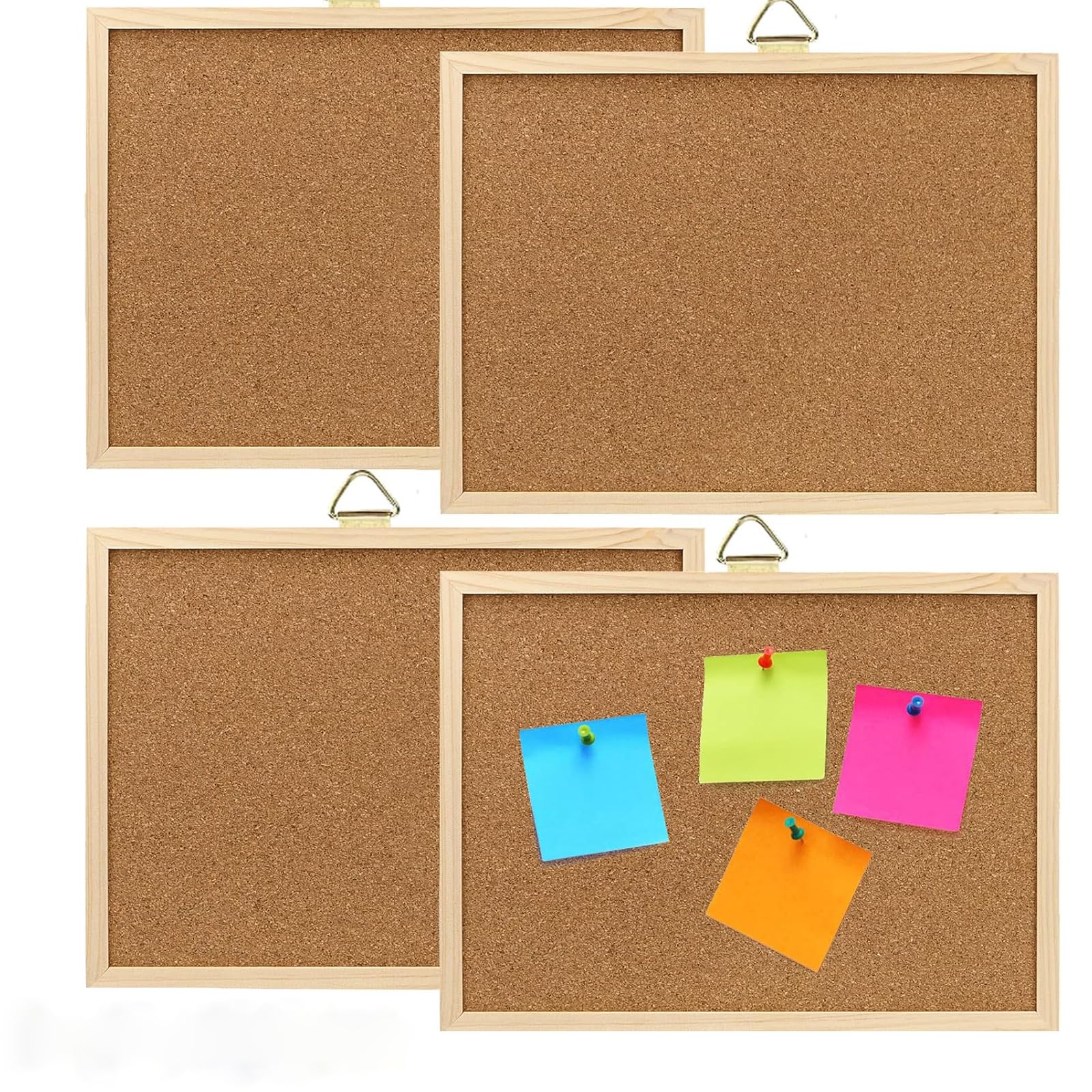4 Bacheche In Sughero ZEONHEI 30x40 Cm - Con Cornice In Legno E Spilli - Per Parete