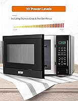 Vista 3 de Microondas Commercial Chef 1.3 pies cúbicos con 10 niveles de potencia, microondas con cerradura de botón de presión, microondas de 1000W para Negro