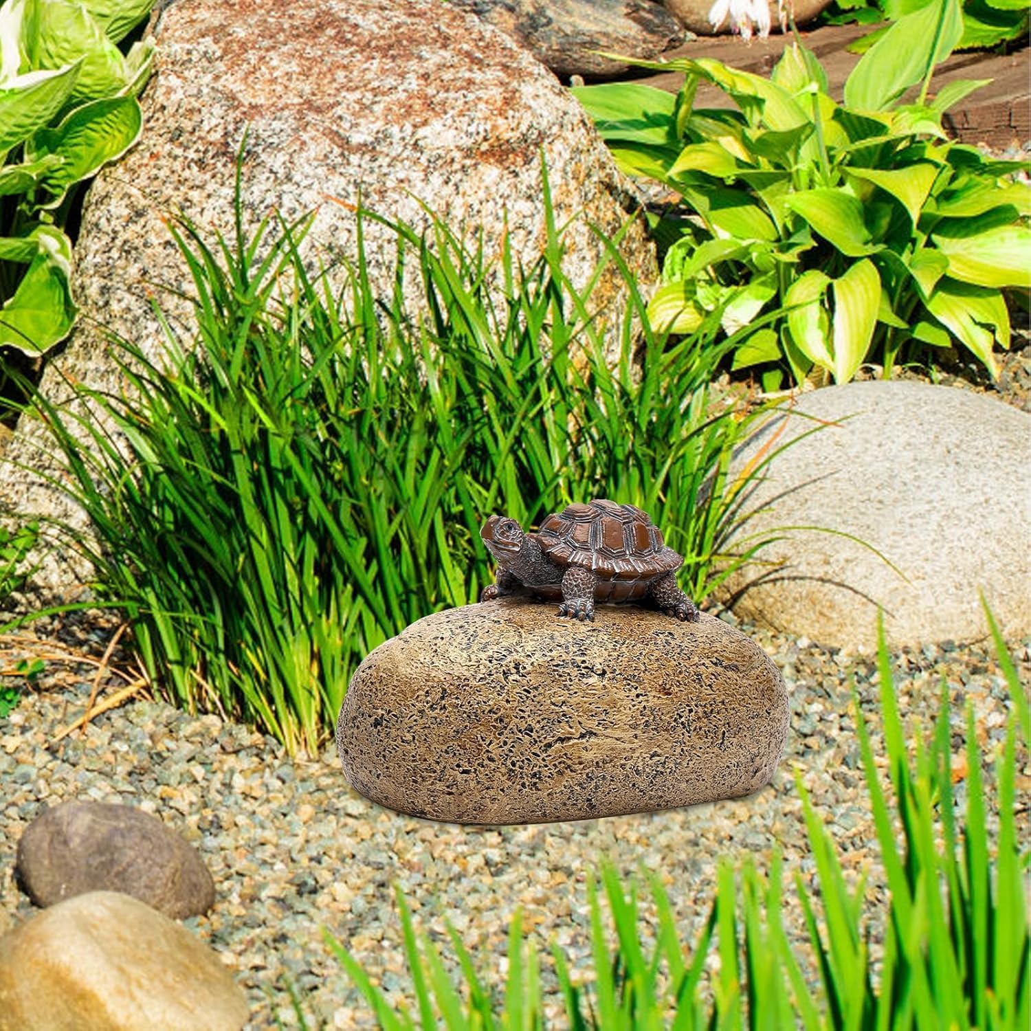 Escondite para Llaves al Aire Libre, Piedra con Compartimento Secreto de Resina, Diseño de Tortuga, Resistente a la Intemperie, Ideal para Exteriores, Jardín, Garaje y Patio