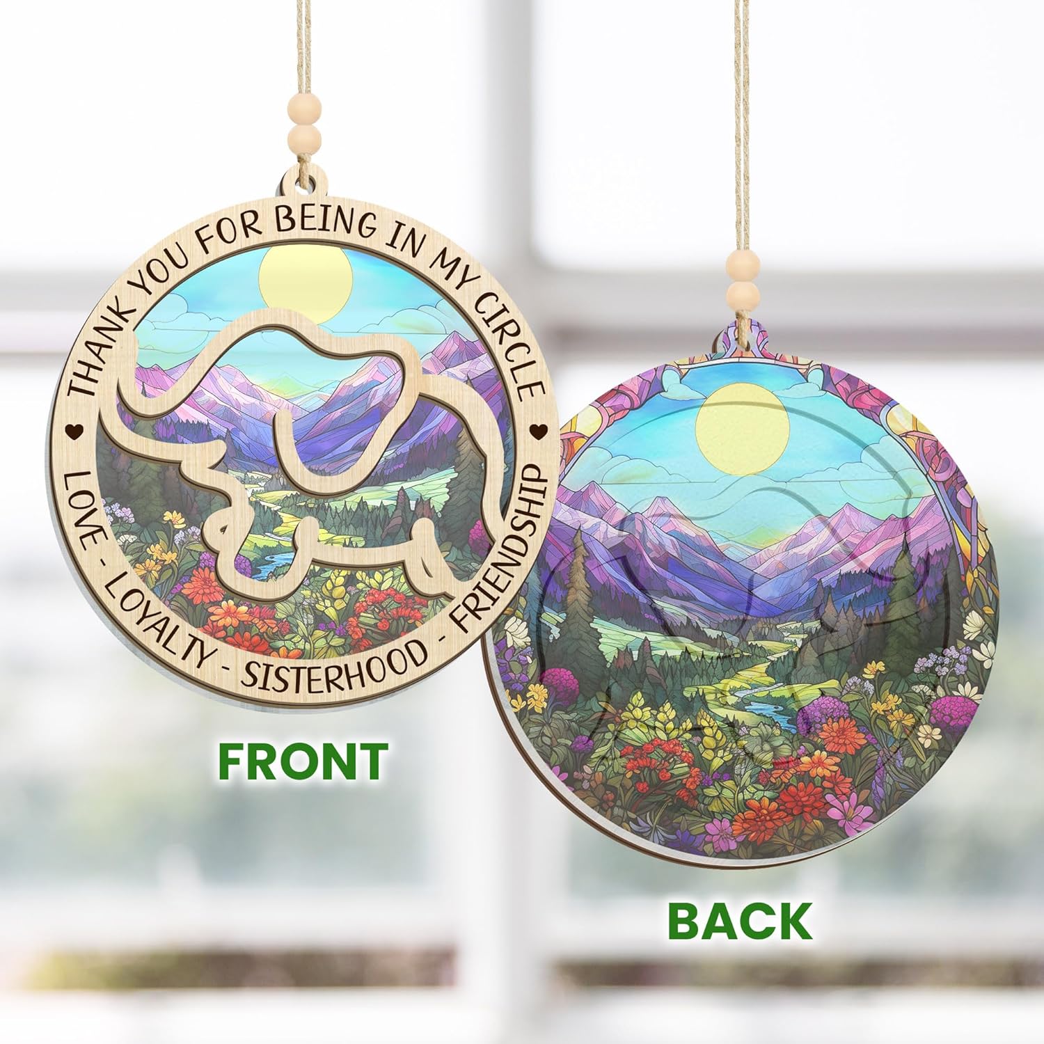 GEEMBI Friend Ornaments for Women - Elephant Suncatcher Christmas Ornaments 2025 for Tree Decorations - Friendship Birthday Elephant Valentines Galentines Day Gifts for Women Friends, Bestie BFF Gifts - Image 5