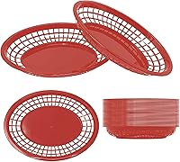 Vista 11 de Cestas de plástico de comida rápida, enormes cestas de comida de 12 x 9 pulgadas para servir, reutilizables, para restaurante, delicatessen