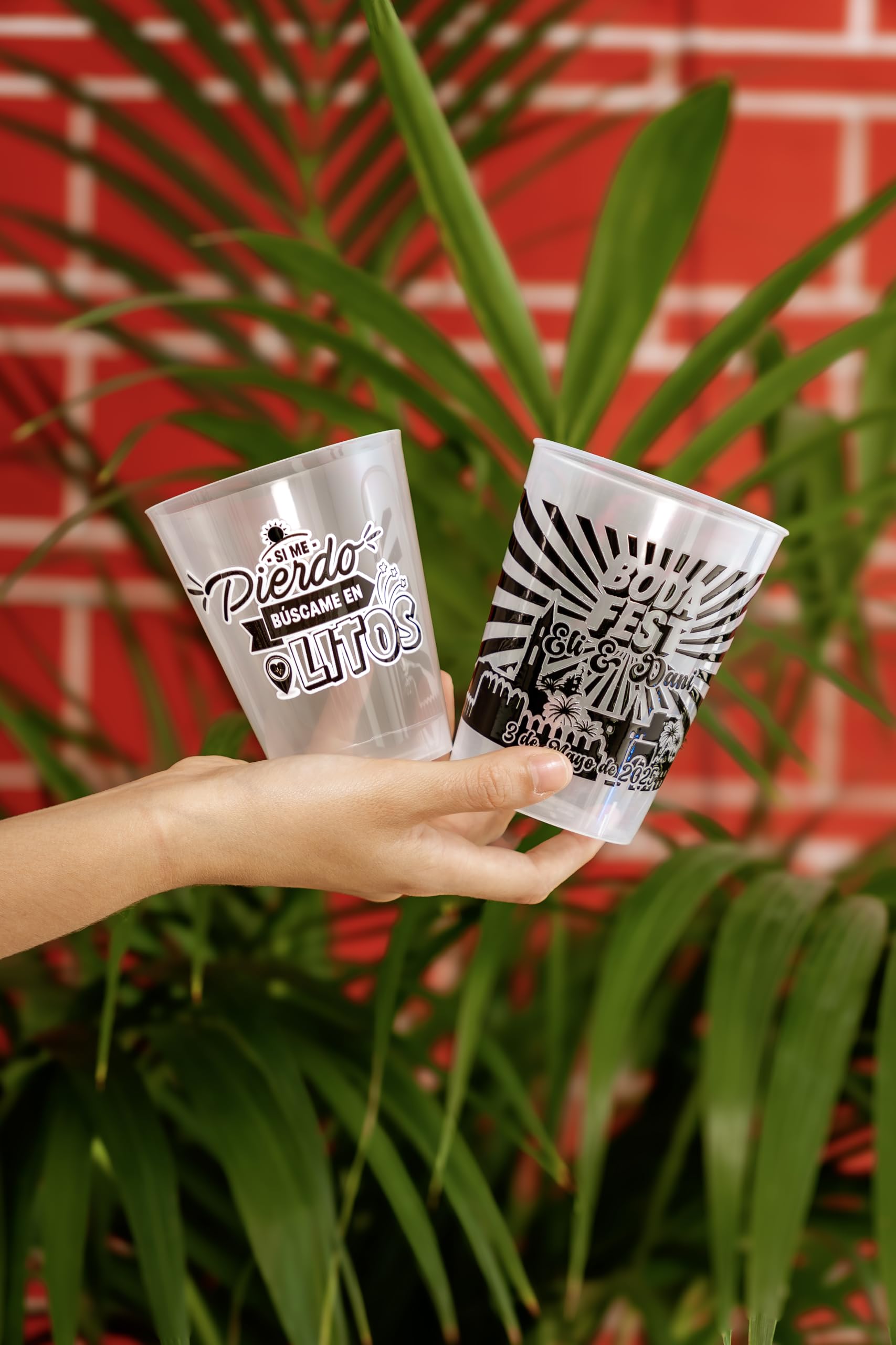 Uvimark | 50 Vasos Reutilizables Personalizados para Festivales, Bodas y Eventos, Con Tu Diseño. Vasos de Plástico Personalizados a Todo Color