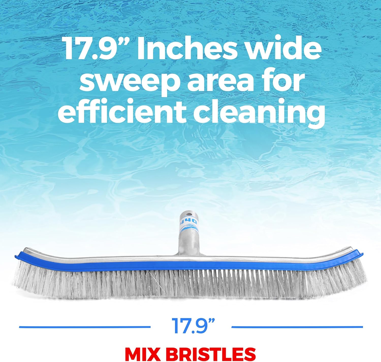 440 Combo Nylon and Stainless Steel Pool Brush - 18-Inch Heavy Duty Pool Brush Head for Cleaning Inground Pool Tiles, Walls, Floor and Steps - Scrub Brush Replacement Head, Strong Bristles - No Pole