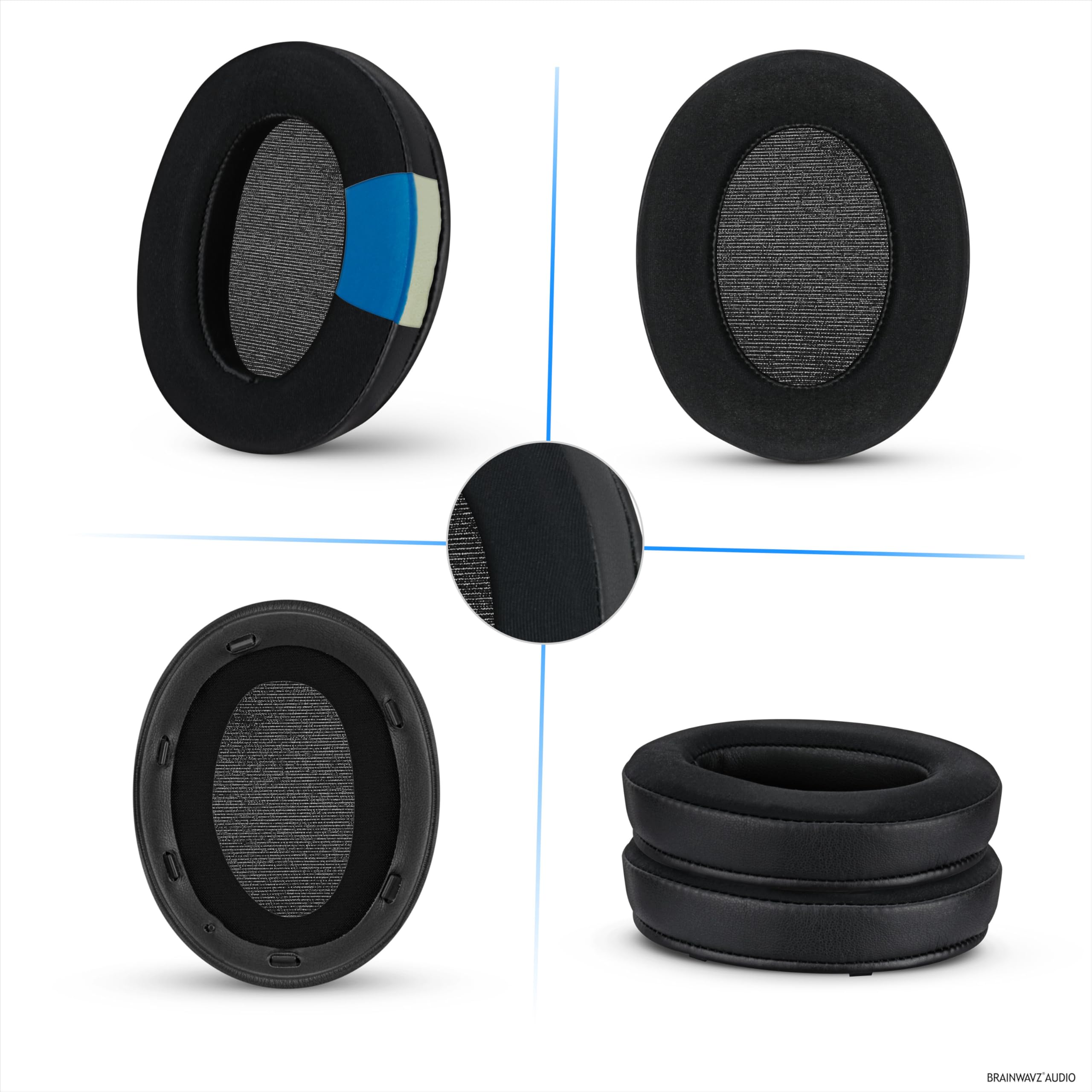 Almohadillas híbridas para auriculares Sony WH-XB910N, gel frío, tela súper suave, piel sintética y espuma viscoelástica más gruesa para mayor comodidad. Brainwavz