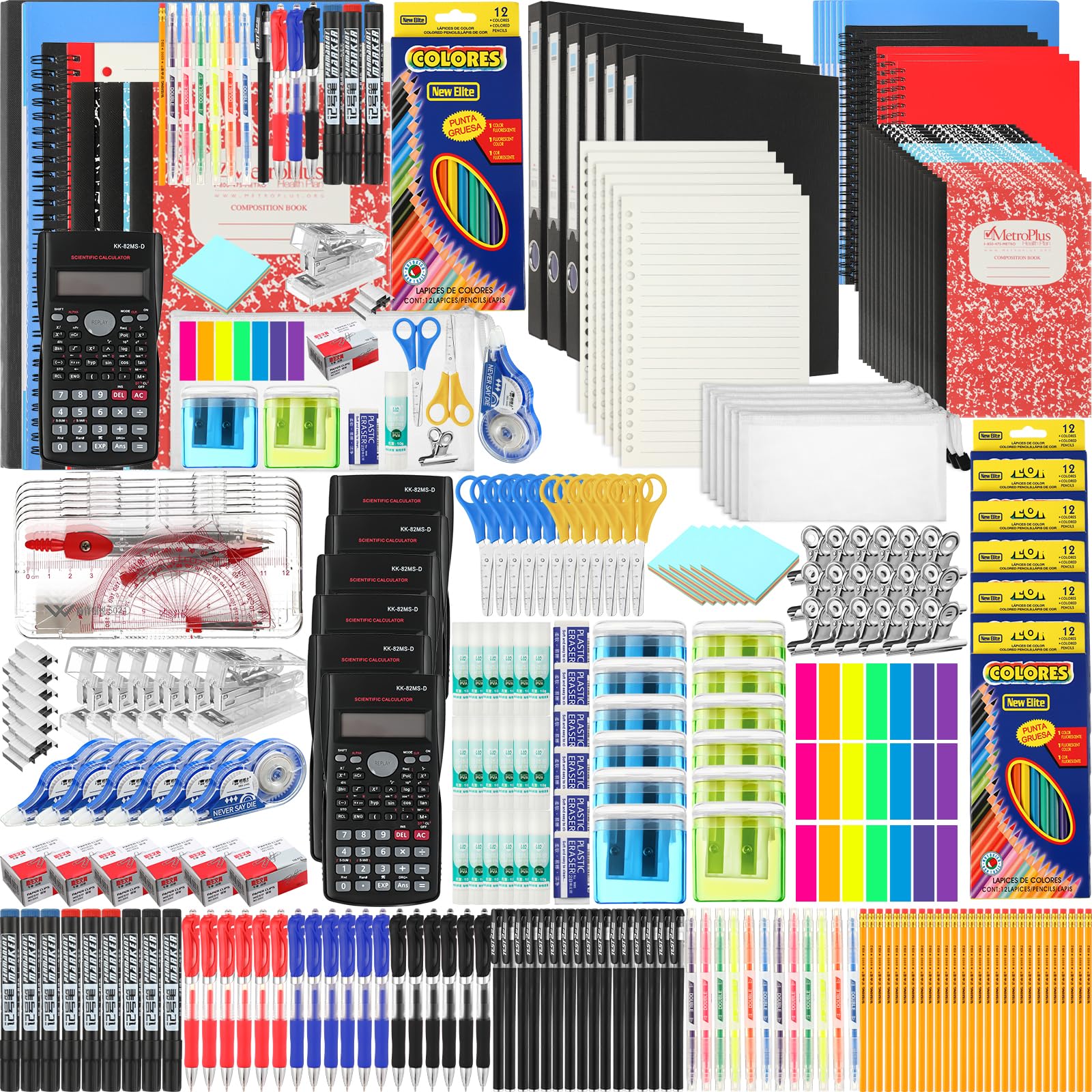 Back to School Supplies Kit for Student 7-12 Grades Middle High School Backpack Back to School Supplies Bag Set Elementary Essential Bundle Bulk Essentials Includes calculators Markers