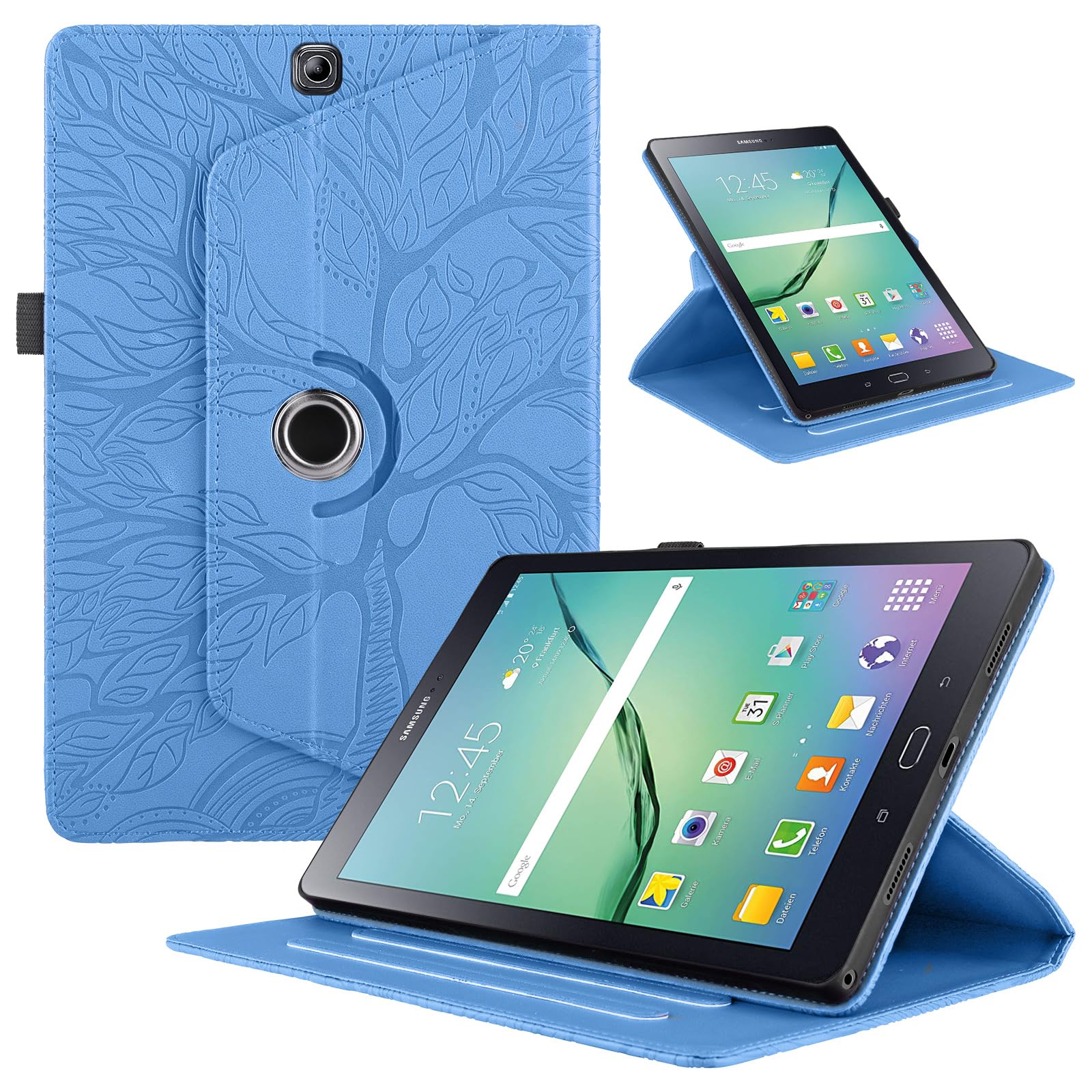 Funda para Samsung Galaxy Tab S9/ S8/ S7 11" (SM-X710/X700/T870) PU Cuero Tablets Protectora Cover 360°Carcasa Giratoria de ángulo Múltiple Stand Función Tablets Funda,Rojo Árboles — view 93