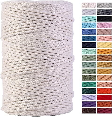 Miniatura 85 de Cuerda de macramé gris de 0.118 in x 109 yardas, cuerda de algodón de colores para colgar en la pared, colgadores de plantas, manualidades, tejer