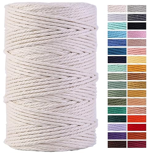Macrame Cord 4mm x 220Yards 100% Natural Cotton Macrame Rope