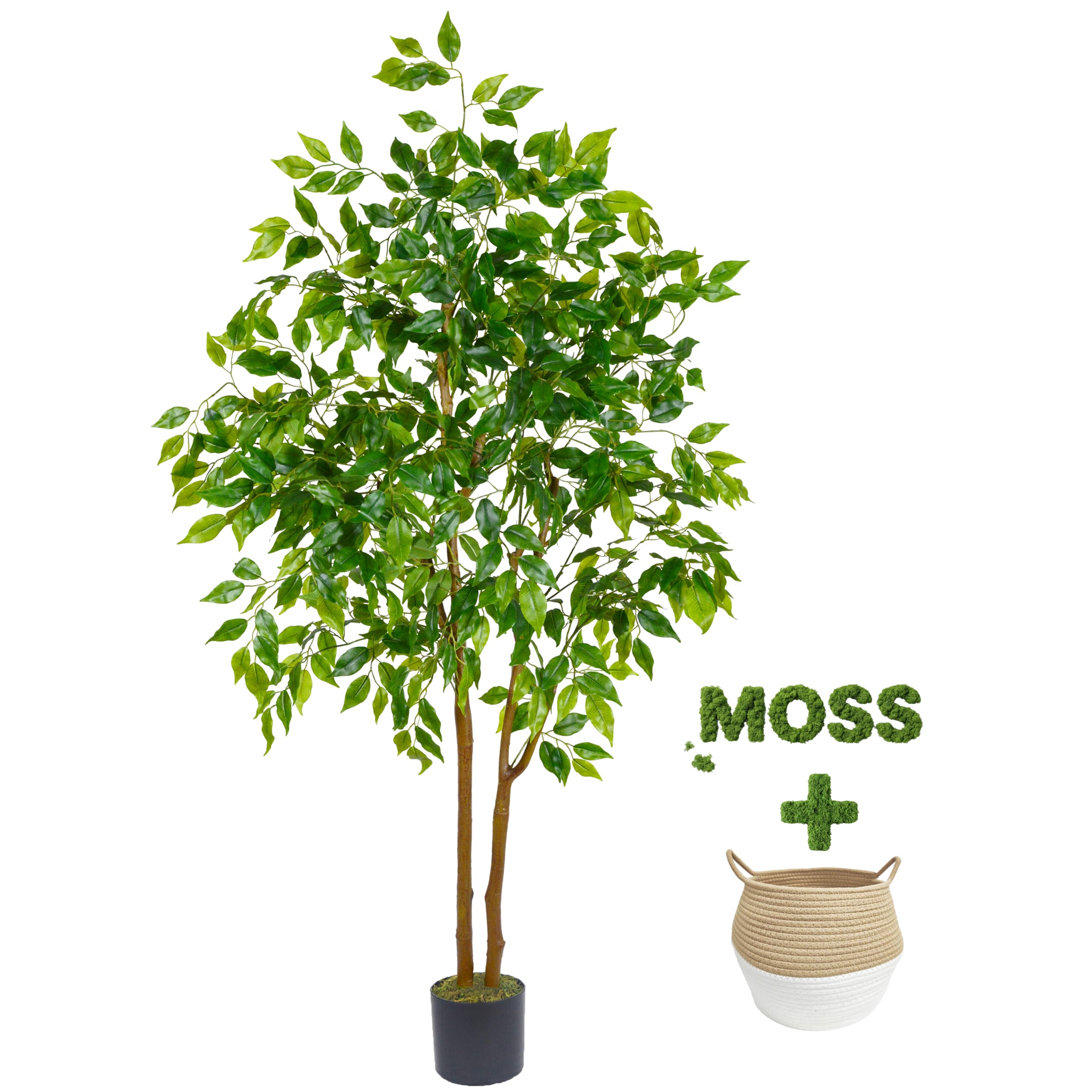 Warmplants Fake Ficus Tree 5ft with Woven Basket