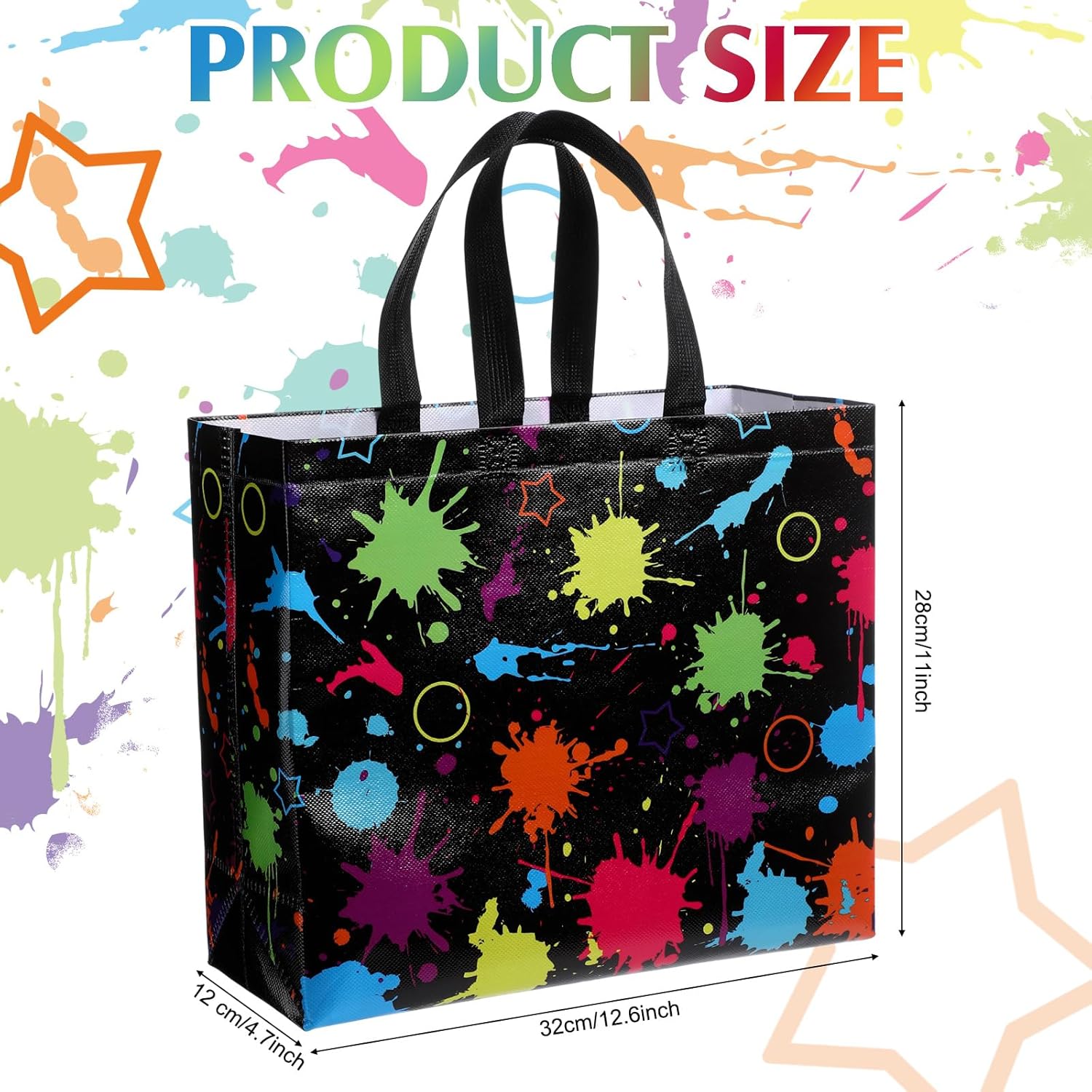 Sanwuta 24 Pieces Glow Neon Favor Bags with Tissue Paper Glow in The Dark Party Supplies No Woven Neon Birthday Gift Goody Candy Bags for Glowing Party Decoration(12.6x4.7x11 Inch)