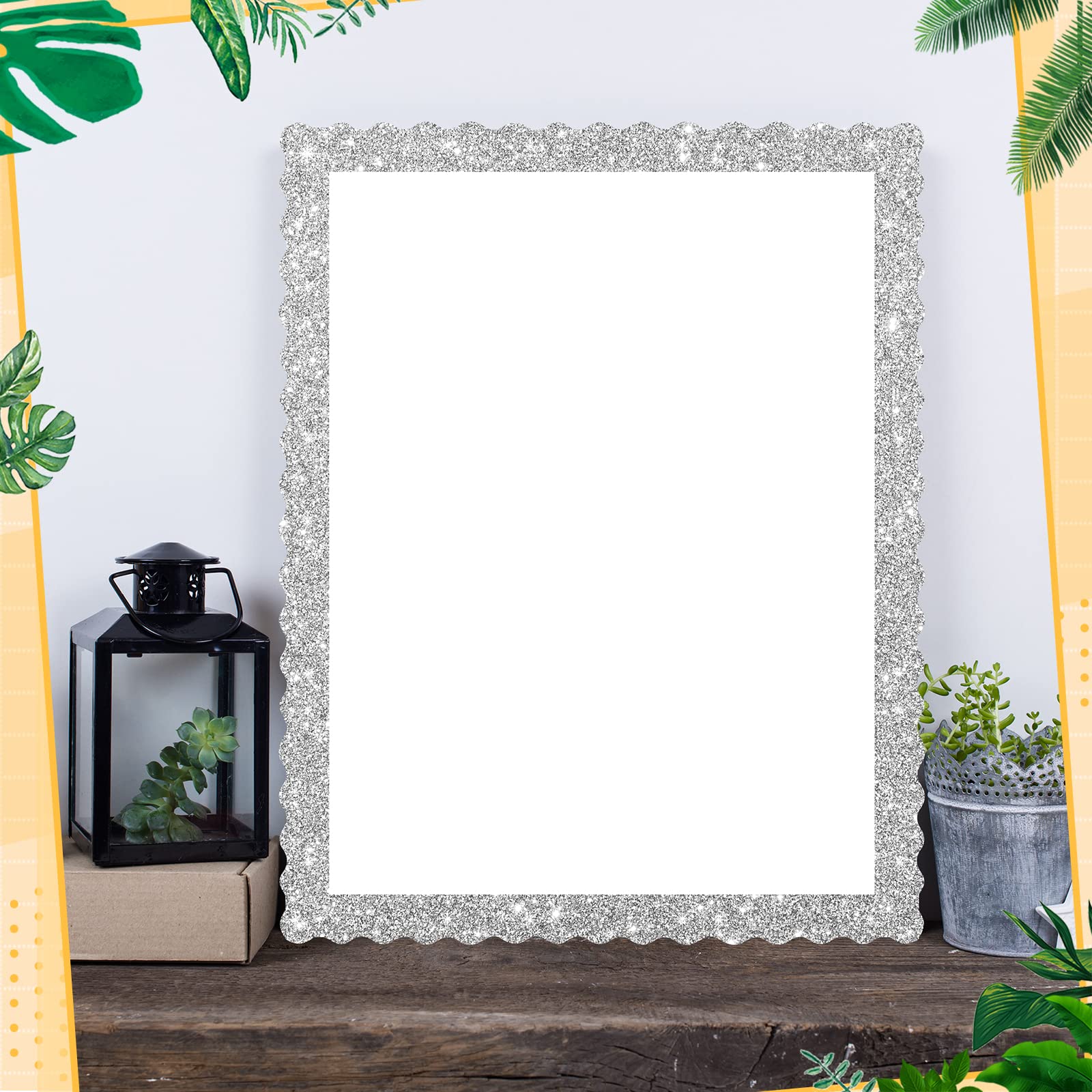 Containlol Pinnwand-Bordüren – 120 Stück, Silber Glitzernd, 30x7 Cm | Dekorative Wellenkanten Für Klassenzimmer, Büro & Party