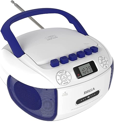 Miniatura 1 de BRIA PB277 estéreo portátil CDcassette audio para el hogar Radio AMFM Boombox con Bluetooth, Aux, conector para auriculares, grabadora de cassette,