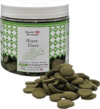 Aquatic Provisions Algae Discs 8 oz, Sinking 18mm Wafers, Fish Food for Freshwater Herbivores