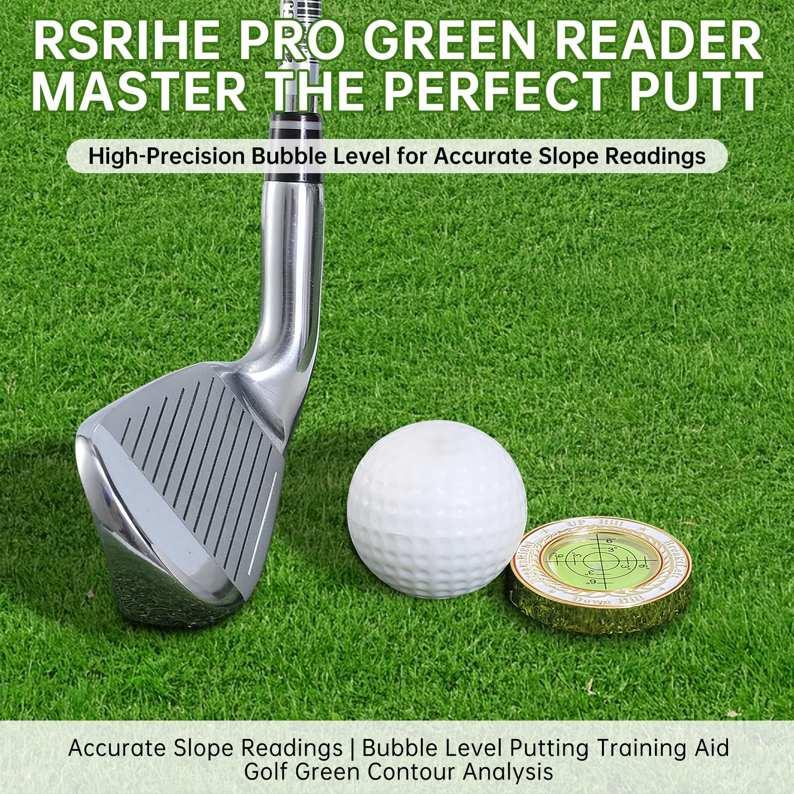 RSRIHE Pro Golf Green Reader?Golf Ball Marker with high-Precision Horizontal Bubbles?Golf Accessories Putt Aid Tool?Ideal Golf Gift for Men Women