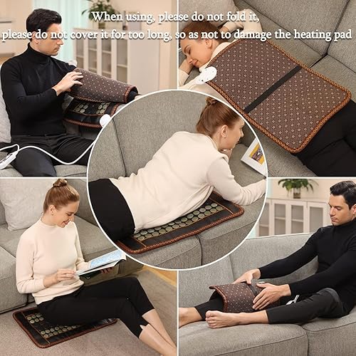 Miniatura 6 de Far Infrared Heating Pad,Natural Jade and 2 Different Tourmaline Heating Pad,Electric Heating Pads for Back Neck Shoulders and Abdomen,Auto Shut Off