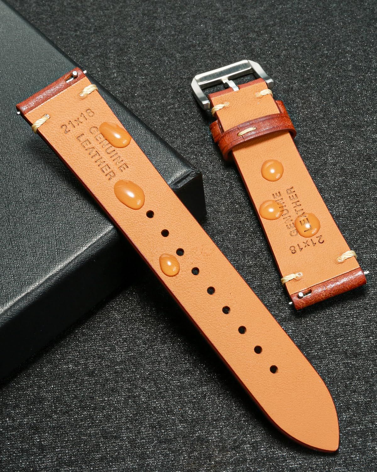 REZERO Bracelets de Montre en Cuir, Cuir de Veau Italien Top-Grain, Bracelet de Remplacement Finition Mate Vieillie pour Homme, Femme 18mm 19mm 20mm 21mm 22mm 23mm 24mm