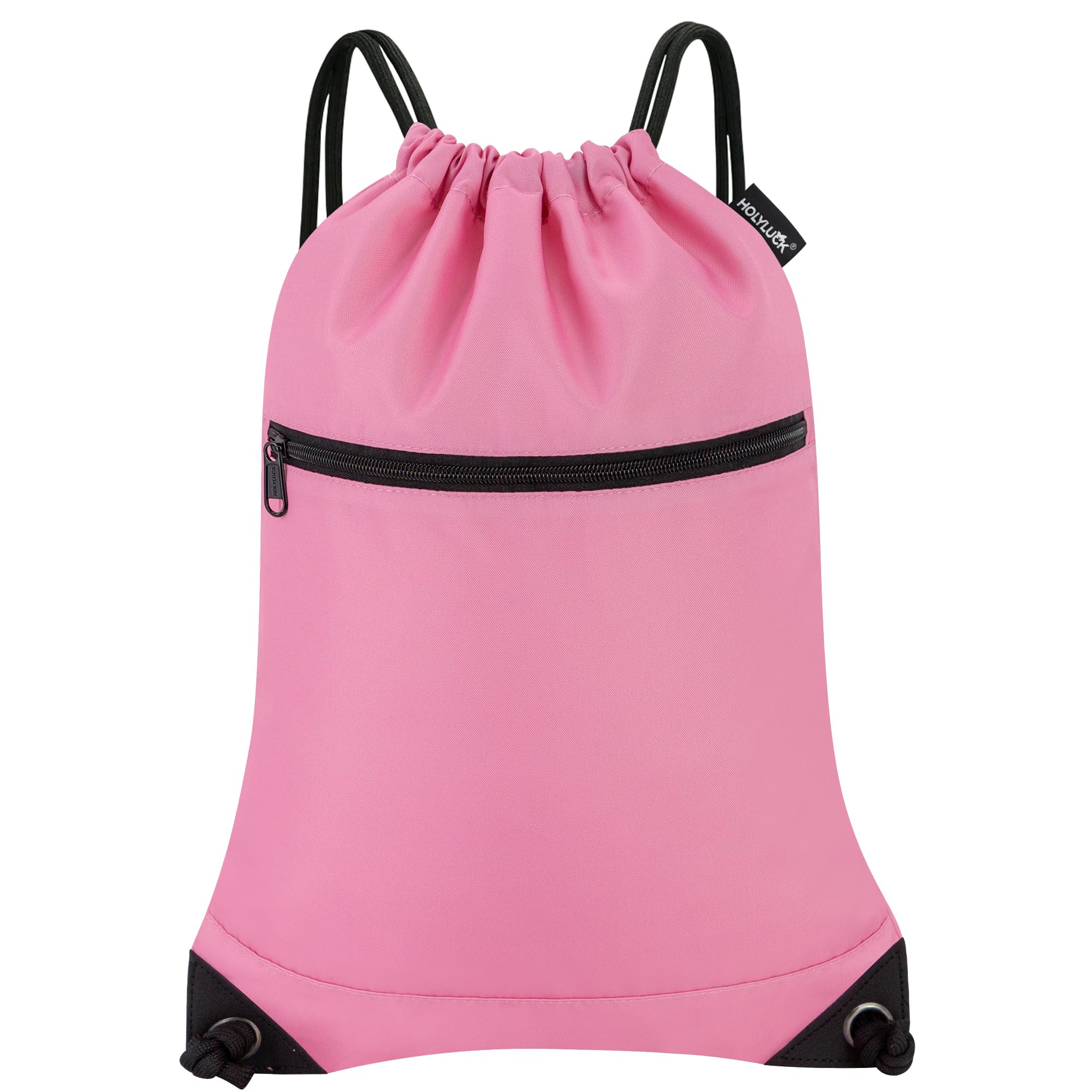 HOLYLUCK Drawstring Bags Backpack Sackpack Cinch Bags for Sports, Gym, Travel, Beach (Pink)