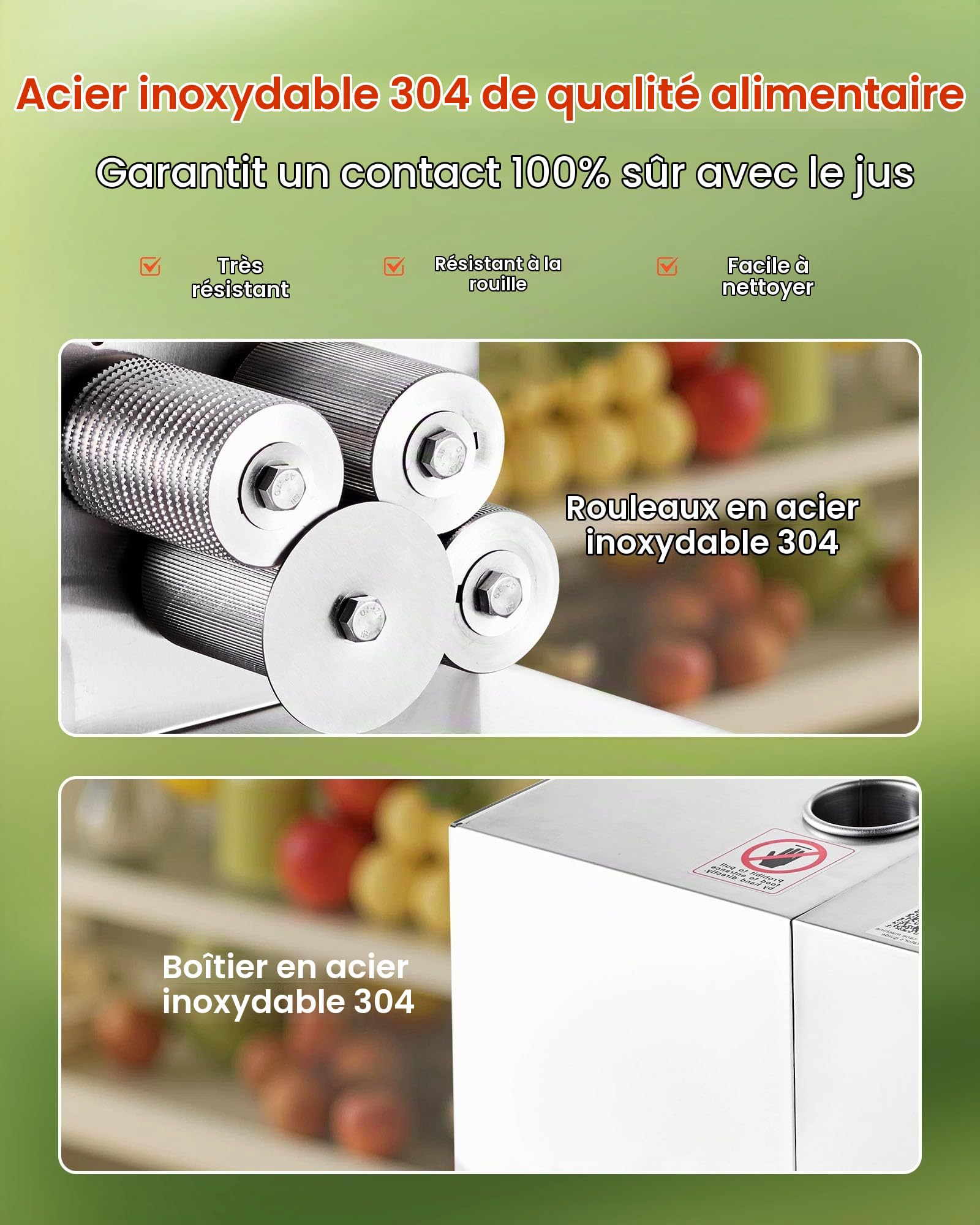 VEVOR Presse à Canne à Sucre Électrique 800 W, Extracteur de Jus de Canne à Sucre Haut Rendement de 300 kg/h, avec 4 Rouleaux en Acier Inoxydable, pour Restaurant Bar Stand Supermarché Boissons