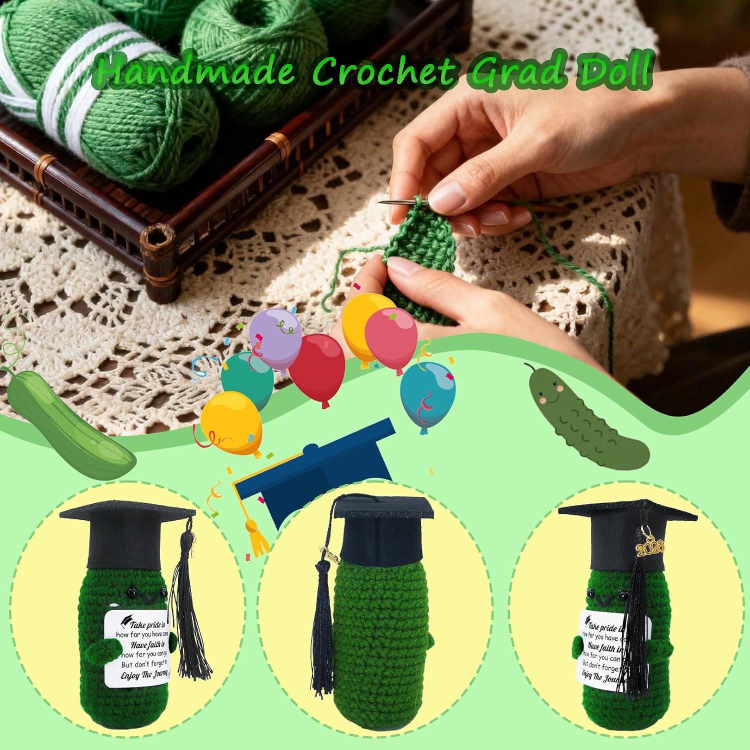 Class of 2026 Graduation Gifts for Women Men Mini Emotional Support Decor Cute Knitted Doll Handmade Positive Crochet 2026 Graduation Gifts for Him Her High School College Graduates