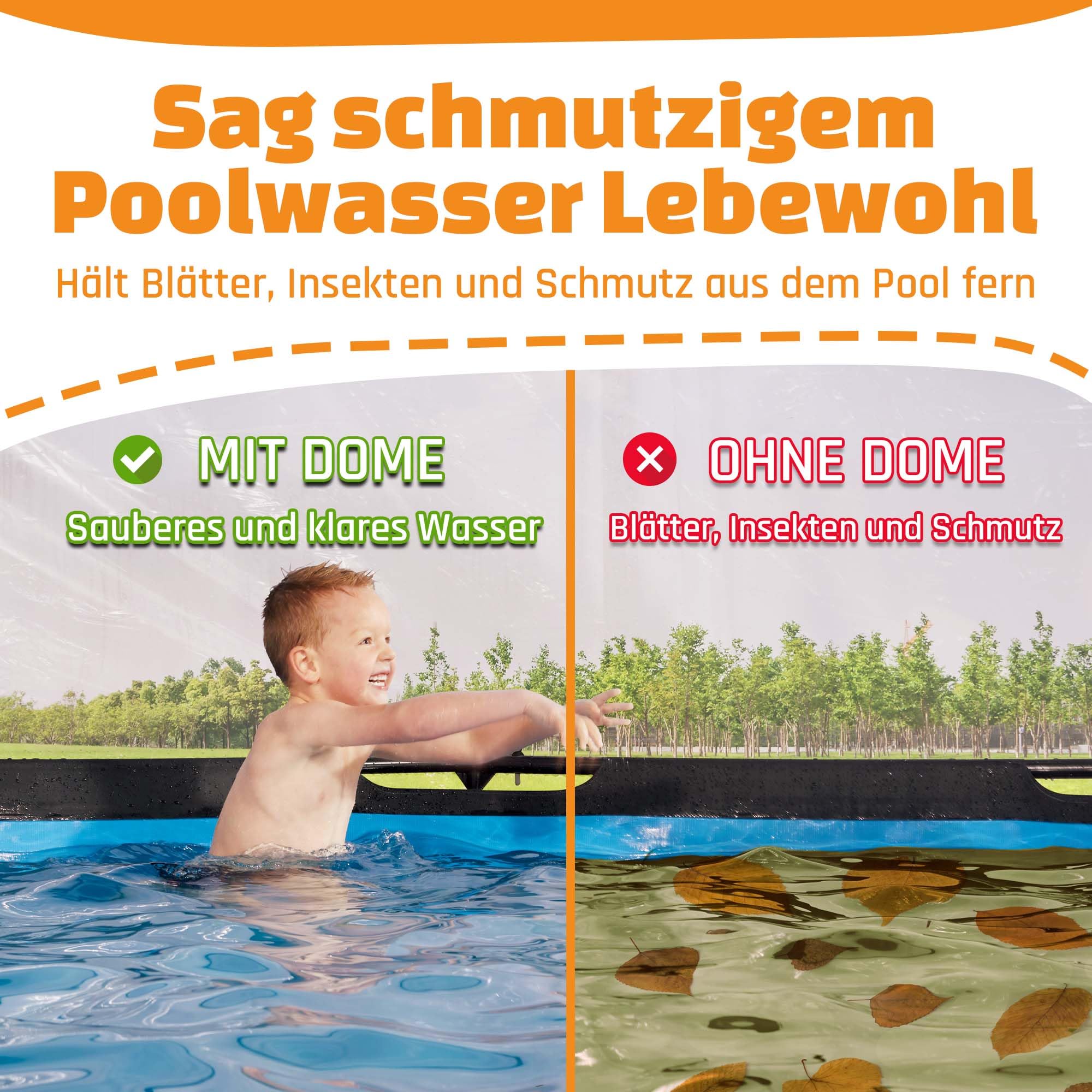 EXIT Toys Poolabdeckung Rund ø 366 cm Universell für Intex/Bestway Pools – Hält Wasser Warm und Sauber – Poolüberdachung mit Verbindungsset für Viele Marken – Transparent