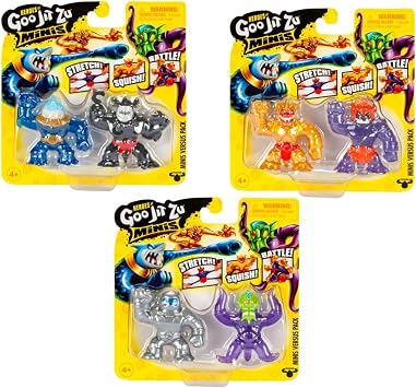 Heroes of Goo JIT Zu Minis Versus Bundle 3 Pack Set with Blazagon vs Corruptagon, Thrash vs Hammerface & Pantaro v Orbitox 6 Stretchy Action Figures Total