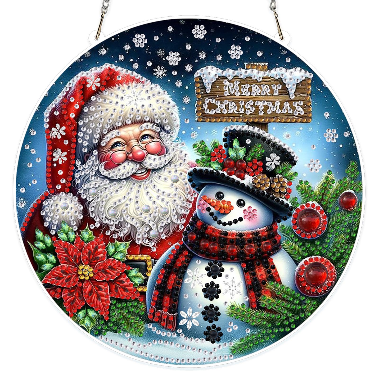 MOGTAA Christmas Diamond Art Hanging Kits for Adults Kids, 5D Special Shape Diamond Painting Christmas Snowman Pendant Kits, Crystal Rhinestones Santa Claus Crystal Art Painting for Home Decor Gifts