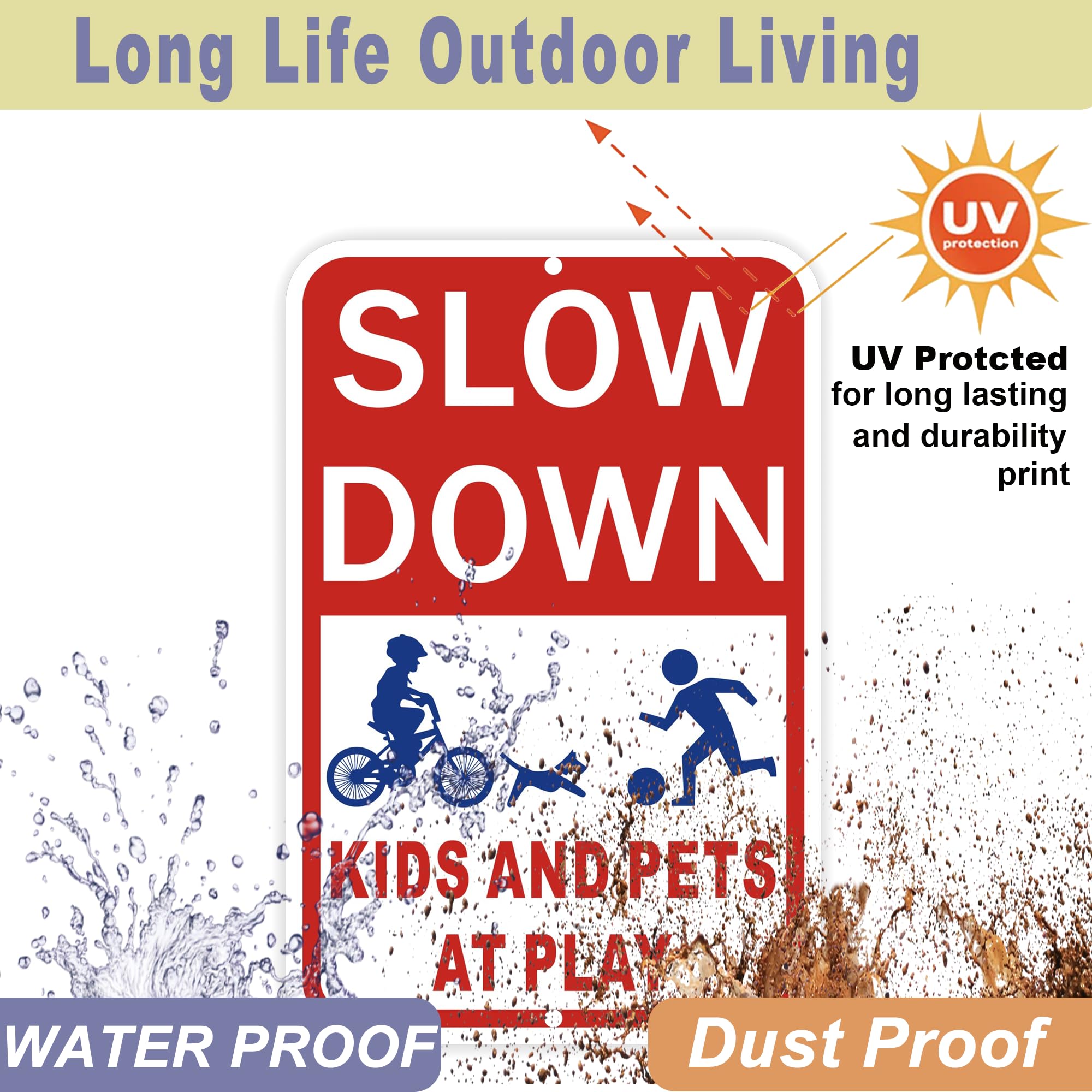 Pelopy 3-Pack 15 MPH Slow Down Signs - Reflective 17x12 Inch Aluminum Safety Signs For Neighborhoods, Kids - View #8