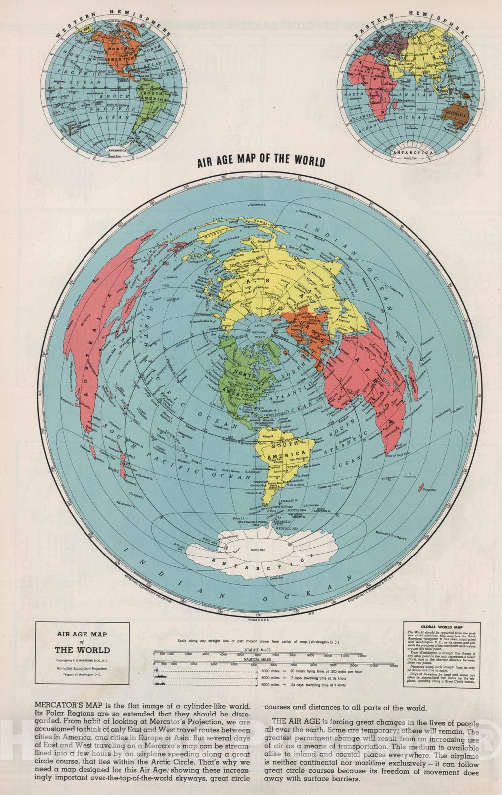 Amazon.com: Historic Map : 1948 Air Age Map of The World