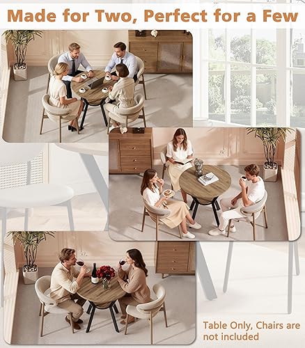 Miniatura 4 de Mesas redondas de cocina para 2-4, mesas de comedor pequeñas de 31.5 pulgadas con almacenamiento, mesa de comedor circular de madera rústica con