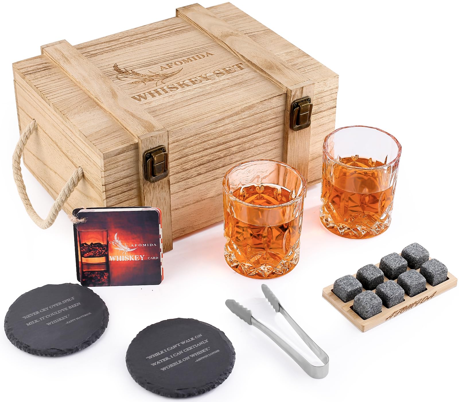 Sponsored Ad - Whiskey Stones Set for Men Husband Dad Boyfriend Him for Birthday Wedding Anniversary Valentine's Day Drinking Gifts for Father's Day Housewarming, Special Present for Liquor Bourbon Scotch
