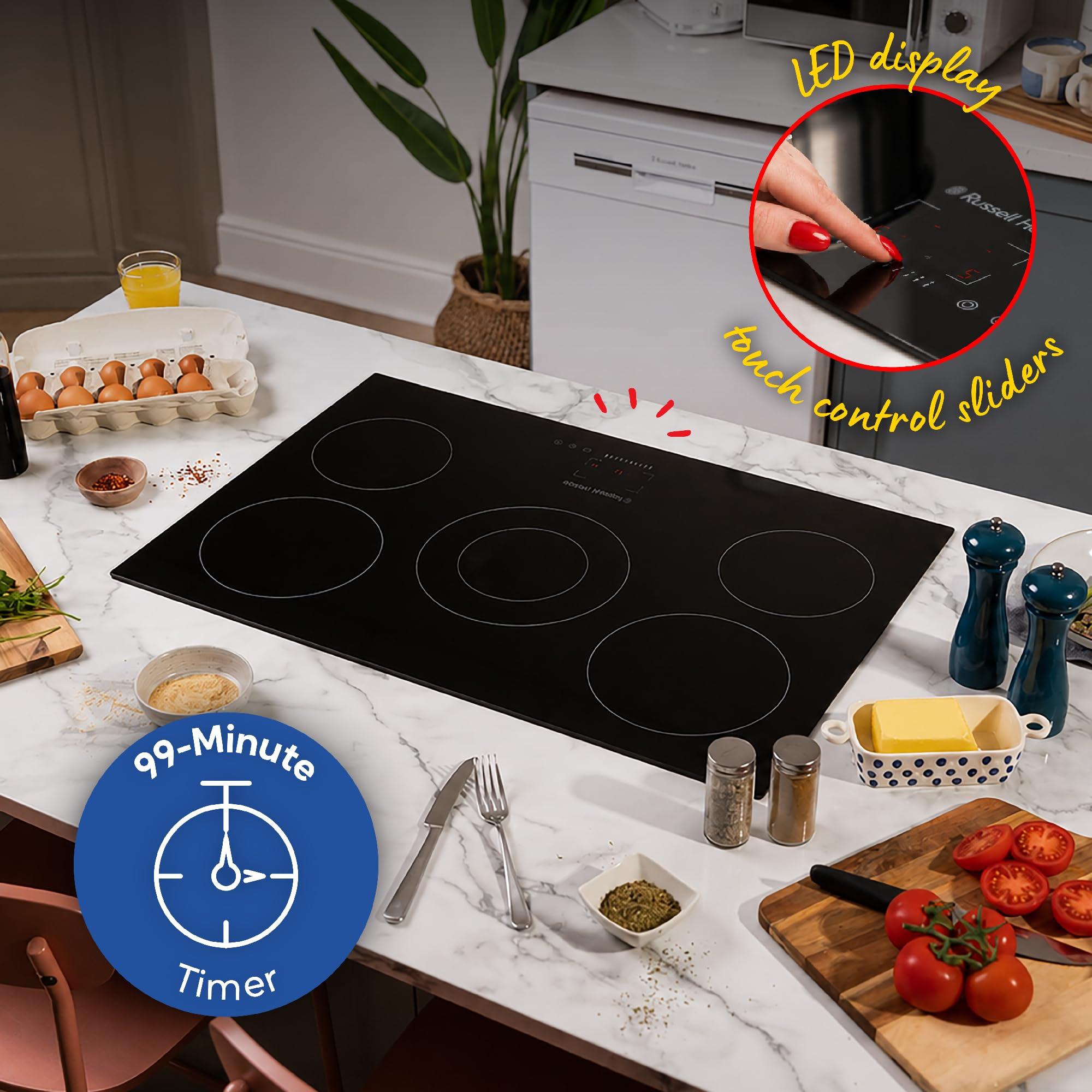 Russell Hobbs RH77EH413B - Placa eléctrica (77 cm), color negro