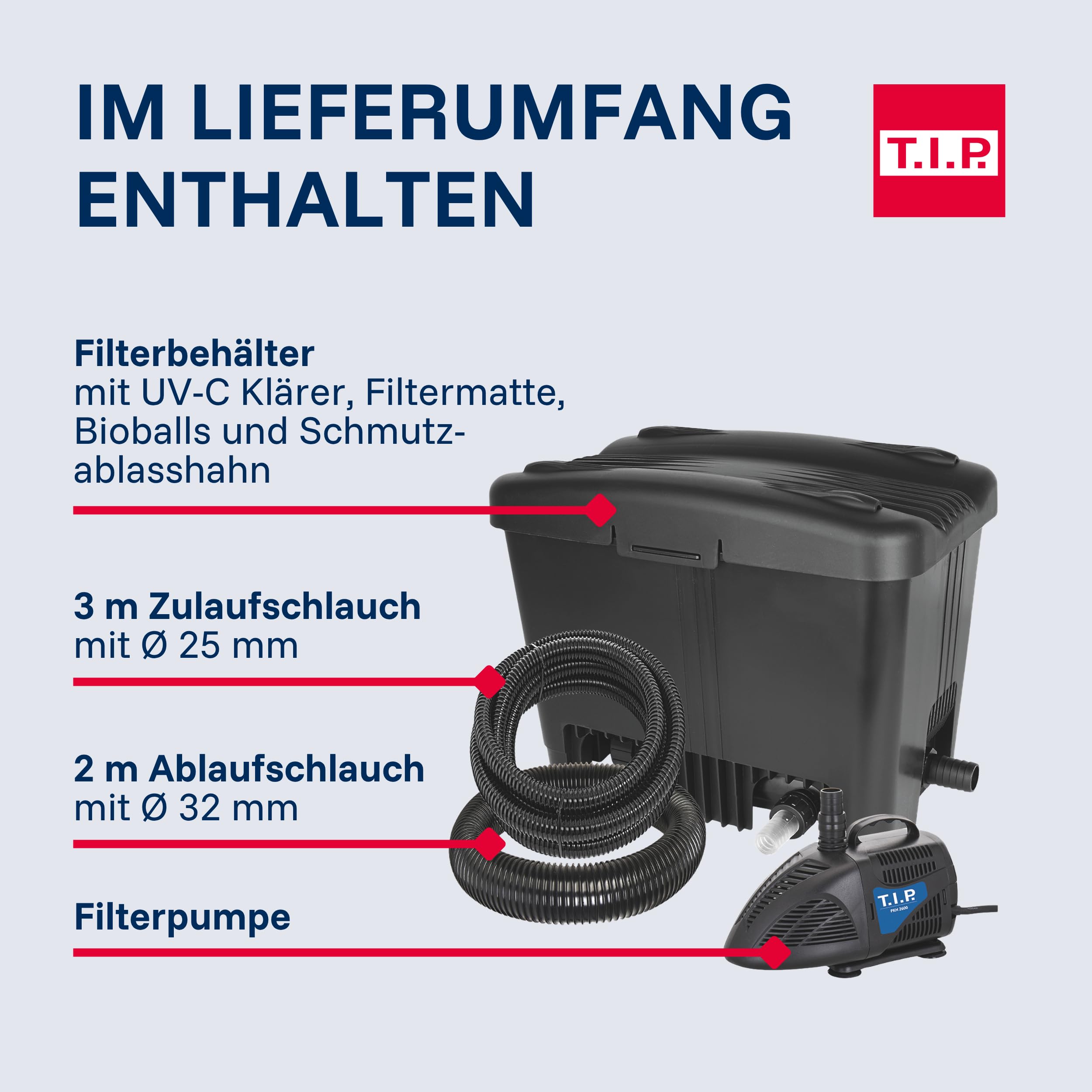 T.I.P. Teichfilter WDF 10000 UV 11 Teichaußenfilter-Set 10.000 l UV-C 11 W Wet-and-Dry