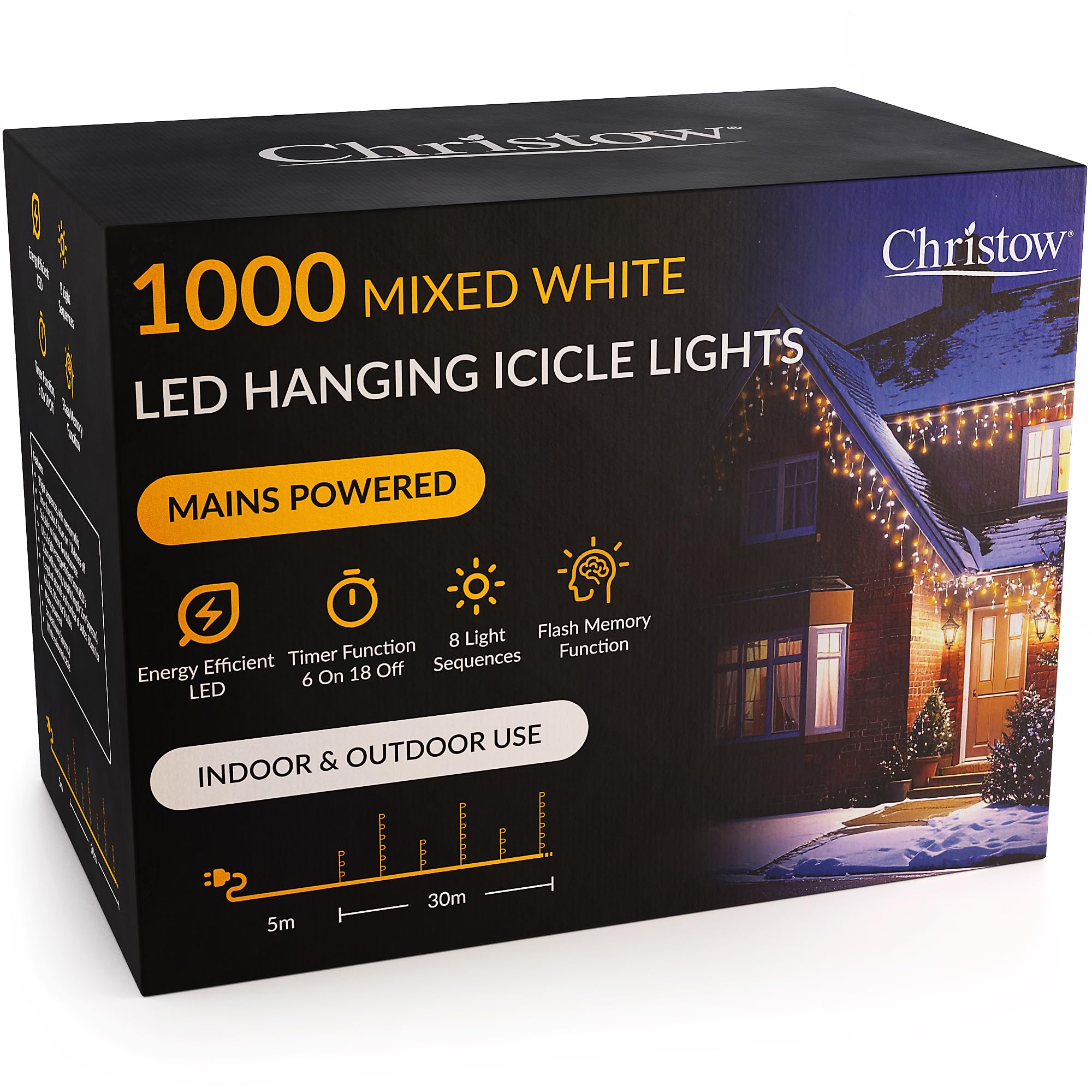 Christow Led Hanging Icicle Christmas Lights