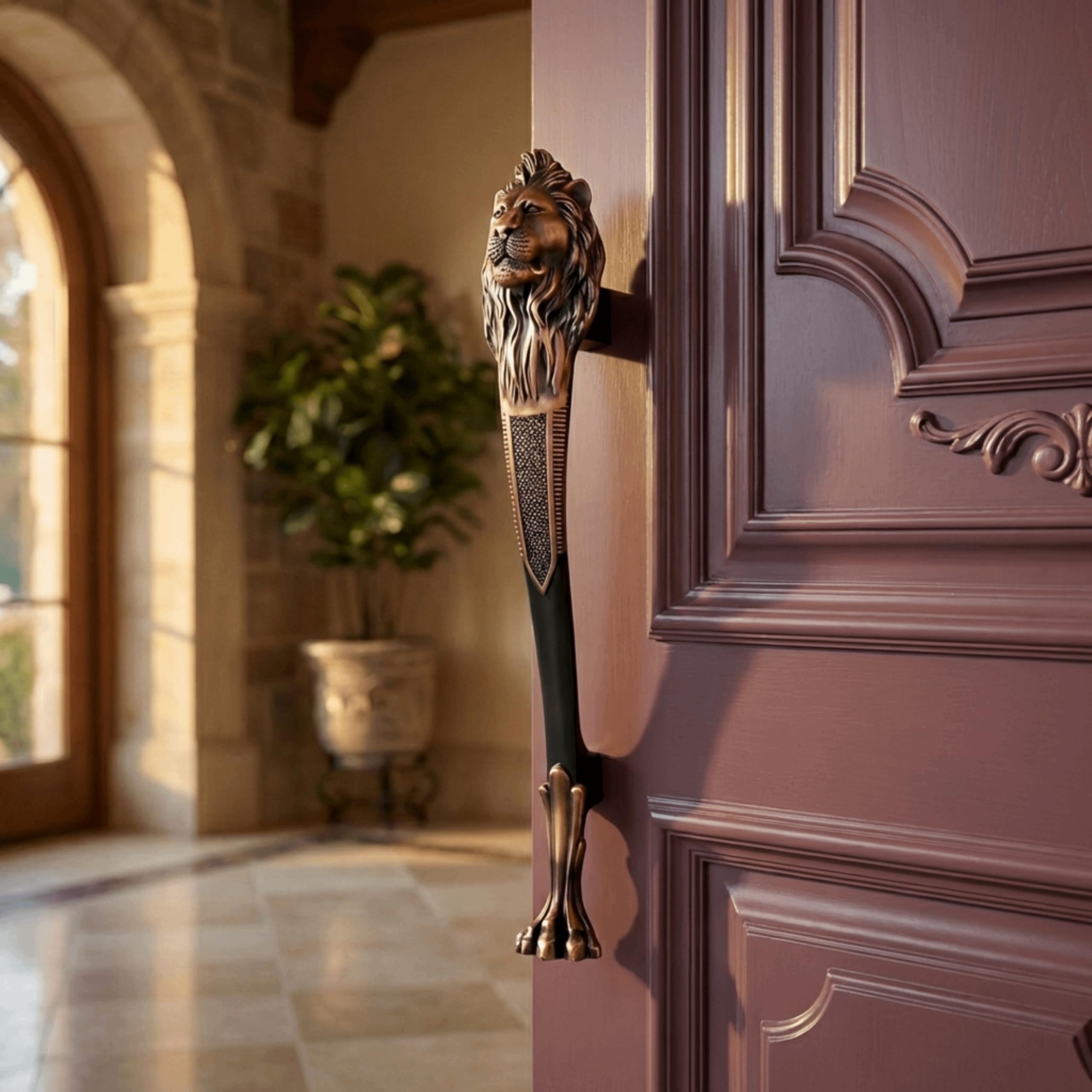 GLOXY Premium Antique 12” Lion Shaped Main Door Handle with 8” Hole-to-Hole Spacing – Decorative Push & Pull Aluminium Wooden & Glass Door Handle for Homes, Hotels, Offices & Banquet Halls - Pack of 1 — Amazon image 13