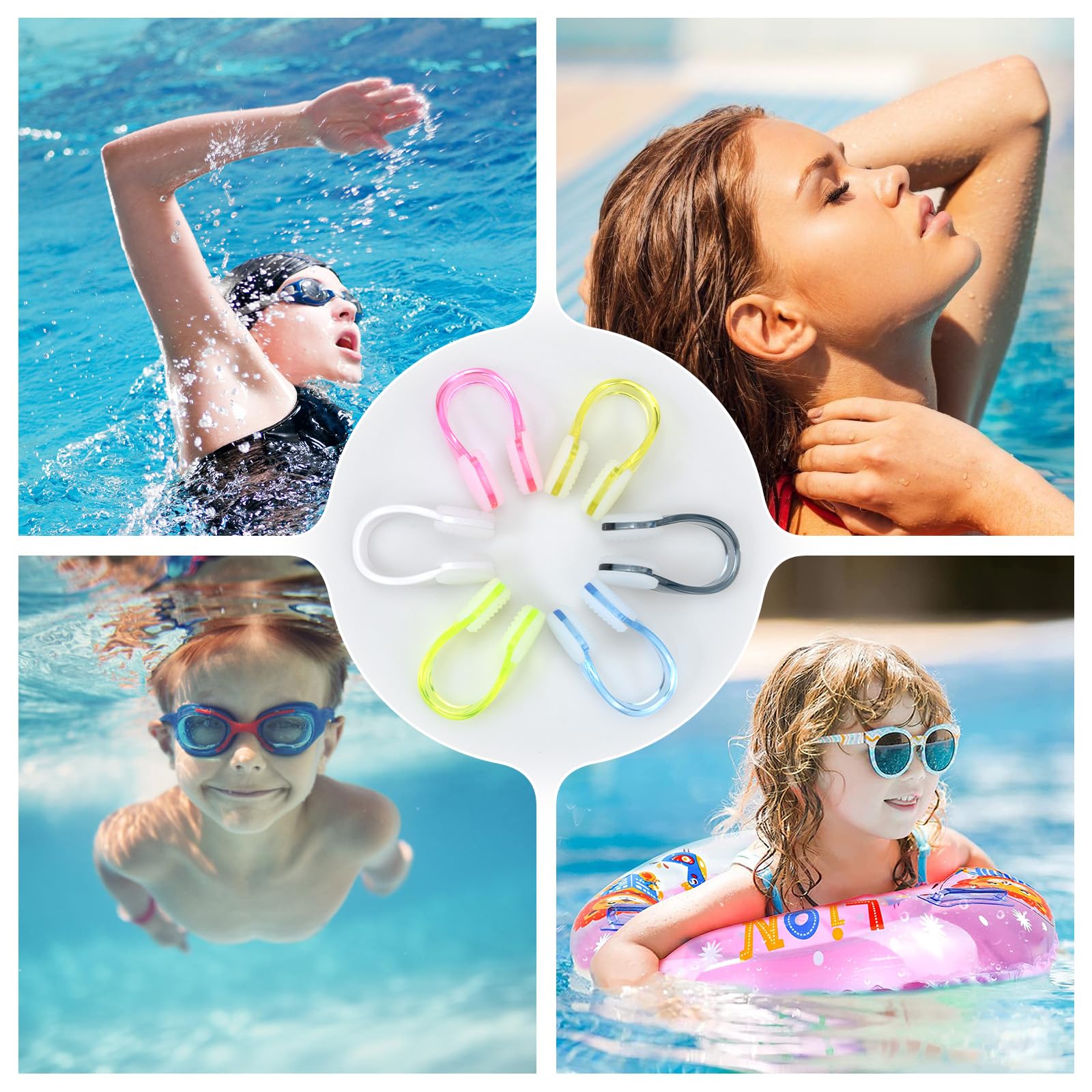 Tapones nasales para natación con caja de almacenamiento, clip para nariz, adultos, niños, entrenamiento deportes