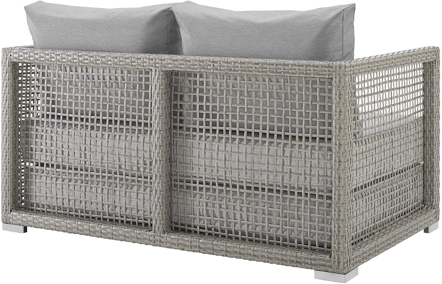 Modway Aura Wicker Rattan Outdoor Patio 52" Loveseat with Cushions in Gray Gray