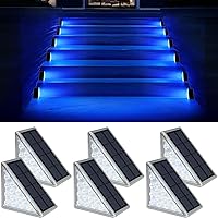 Vista 11 de Luces LED Solares para Escalones Impermeables Luces de Escalera para Exteriores, Luz Solar de Cubierta Blanca Cálida IP67 Luces de Decoración