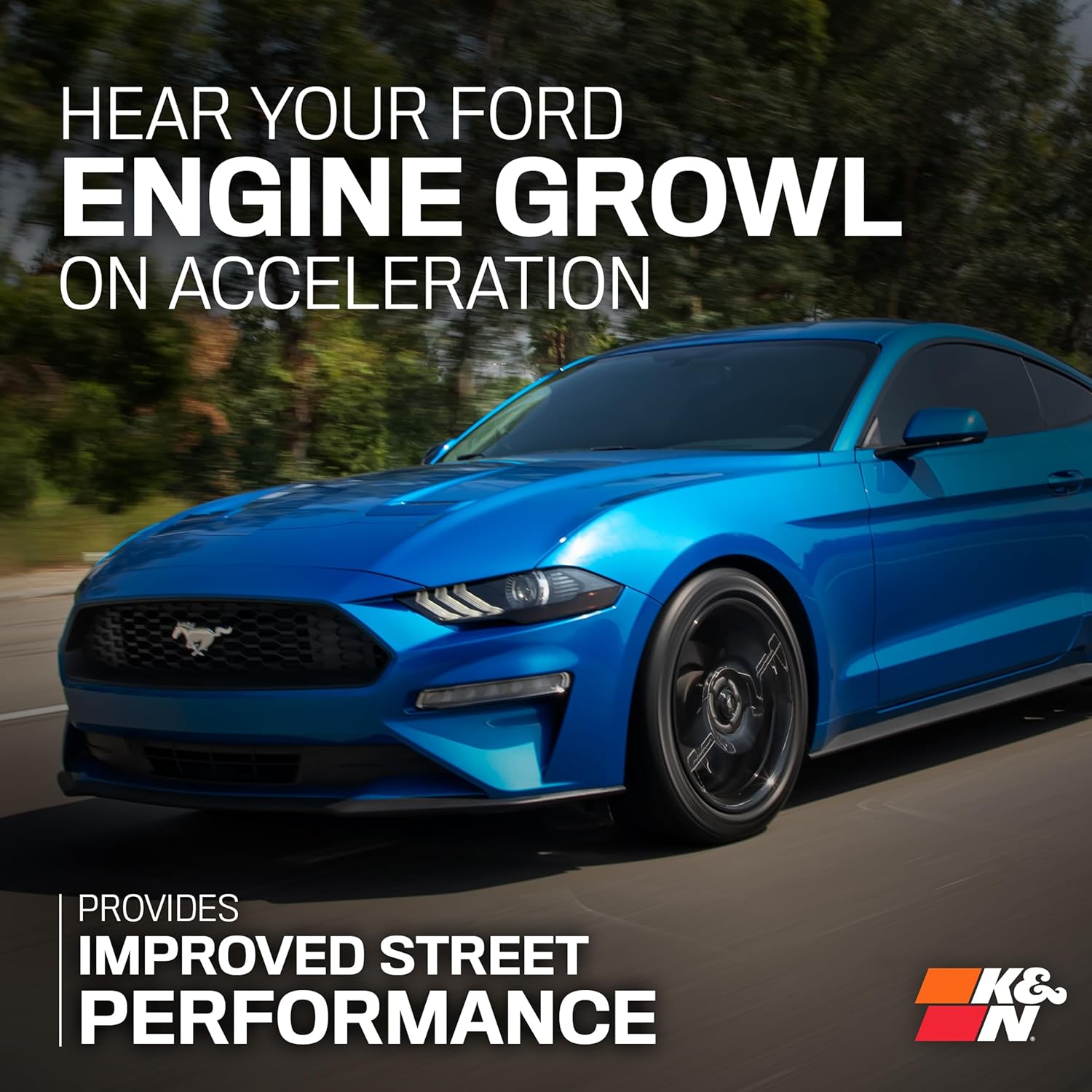 K&N Cold Air Intake System: High-Flow Air Filter, Increase Performance & Acceleration: Compatible with 2024-2025 Ford: Mustang, 63-2627