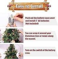 Vista 8 de Guirnalda de luces artificiales de Navidad de 5.9 pies con 162 bayas rojas nevadas, 55 hojas verdes, 20 luces LED, funciona