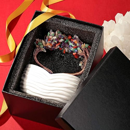 Miniatura 4 de GEHECRST Árbol de corazón de cristal curativo hecho a mano, amatista, cuarzo rosa, aguamarina, piedra preciosa de árbol del dinero, árbol de piedra