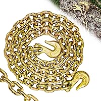 Vista 1 de Cadena de Sujeción de 10 Pies con Grado 80, Cadena de Elevación con Ganchos de Resorte Clevis de 1/2 Pulgada, Límite de Carga de Trabajo de 11300