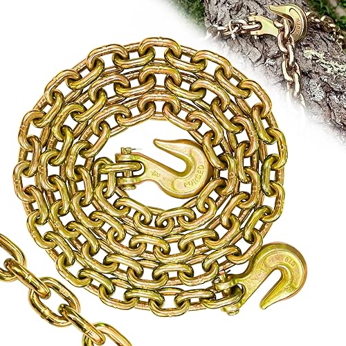 Miniatura 17 de Cadena de Transporte G80 de 5/16"×10 pies, Cadena de Remolque con Ganchos de Agarre Clevis, Wll 4900 libras Límite de Carga de Trabajo Seguro