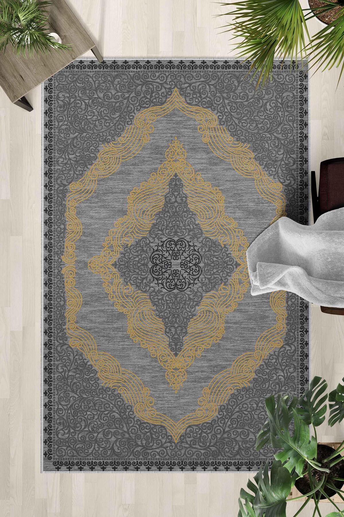 Monnhein Çok Renkli Halı 0079 - Yıkanabilir, Kaymaz Taban, Dijital Baskılı, Leke Tutmaz, İnce Hav, Modern Salon, Oturma Odası, Yatak Odası ve Mutfak için Dekoratif Halı