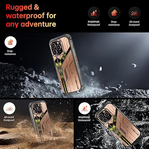 Miniatura 3 de 16PROMA X 32+1TB Rugged Armor - Teléfono celular desbloqueado, pantalla HD de 6.99 pulgadas, batería Android 15, 22000 mAh, teléfono desbloqueado