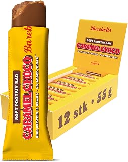 Barebells - Barrita De Proteínas Blanda (12x55g) - Barritas Proteicas - Barritas de proteínas gourmet - Chocolate con caramelo