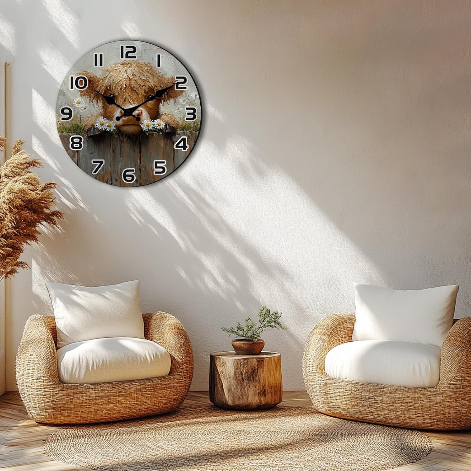 Vintage Wooden Wall Clock for Farmhouse - 16 Inch Large Wall-Clock Silent Non-Ticking Round Country Clock for Living Room, Home Decor Battery Operated