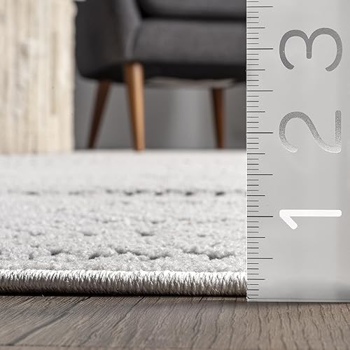 Miniatura 2 de nuLOOM Stacey - Alfombra geométrica moderna texturizada para interiores y exteriores, 9 x 12 pies, color gris