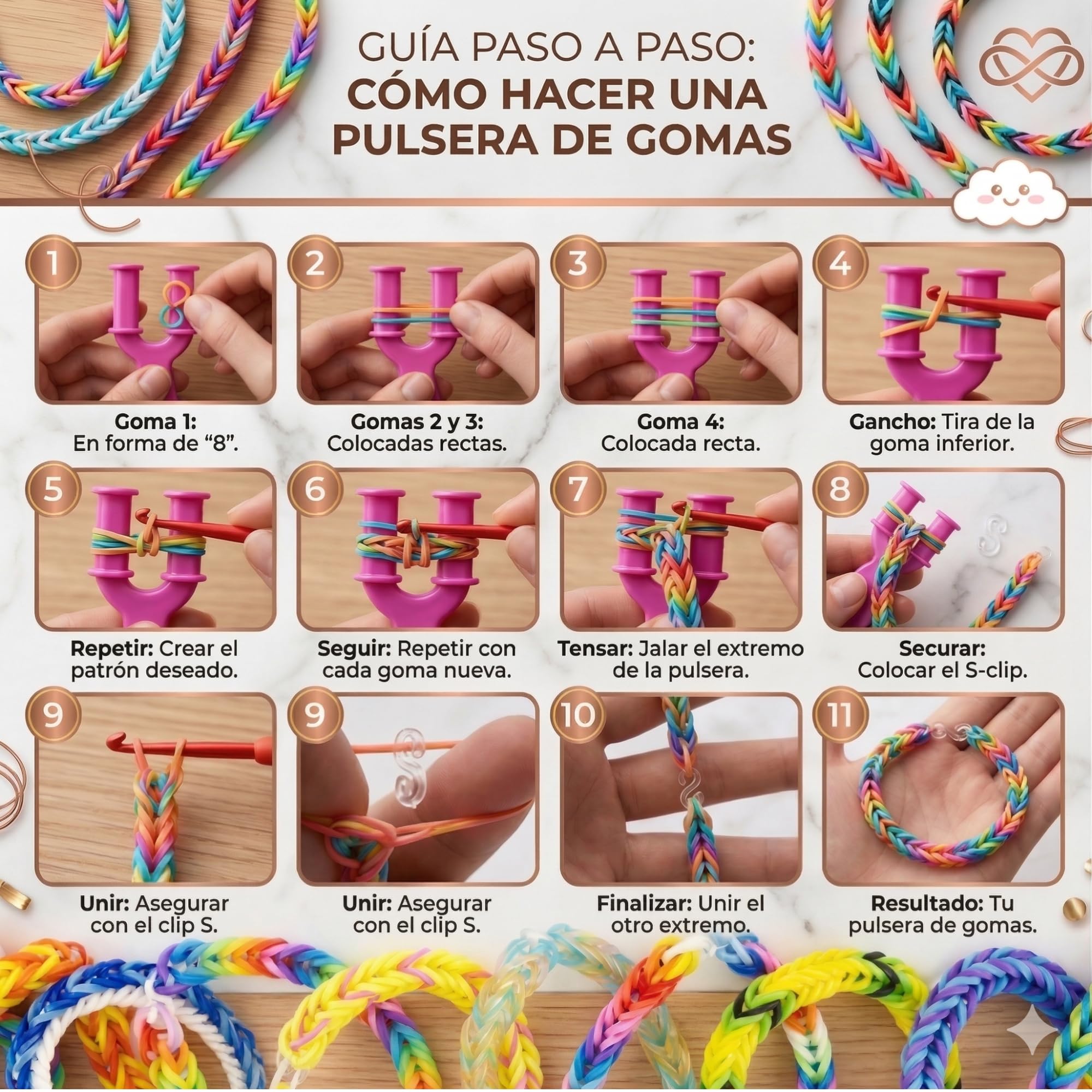 Kit gomas para hacer pulseras de 2000 piezas | Kit pulseras de 24 colores ideal para niña con abalorios y herramientas | Set creativo con cuentas para hacer pulseras, manualidades y regalo original — view 5
